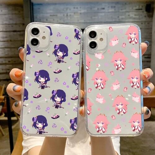 Cartoon Genshin Impact Cute Phone case For Xiaomi Mi Max Note 3 A2 A3 8 9 9T 10 Lite Pro Ultra transparent luxury shell pretty
