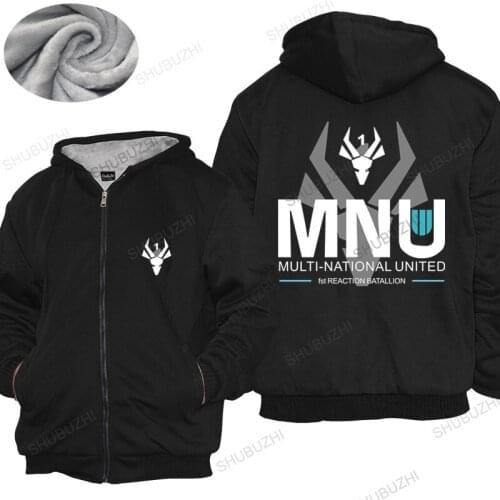 Mens winter cotton warm coat MNU 1, multi-national united thick hoody based on the 2009 film District 9 Casual pride hoodies