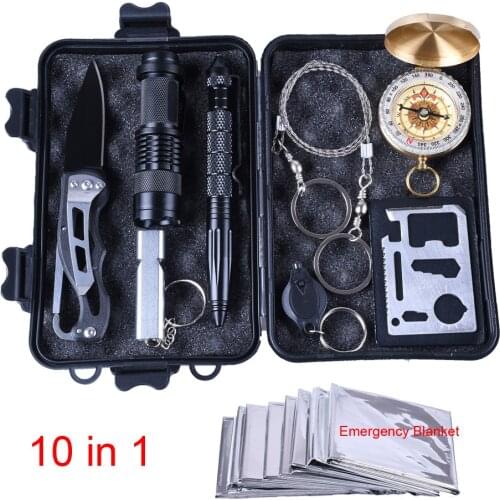 10 in 1 survival kit Set Outdoor Camping Equipment Travel Multifunction First aid SOS EDC Emergency Supplies Survival Tools