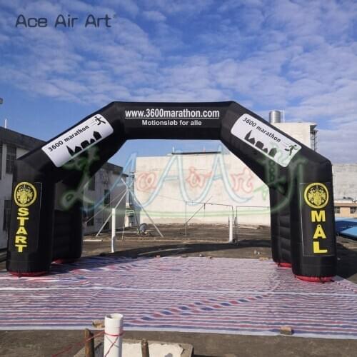 High Quality 6x4m Custom Outdoor Inflatable Black Arch 4 Legs with Detachable Banner Balloon Archway for Sport /Racing Events