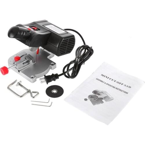 Mini Electric Cutting Saw Table Bench Saw with 3/8" Saw Blade Cut Off Saw Machine Power Tool For Metal Wood Plastic Miter Gauge