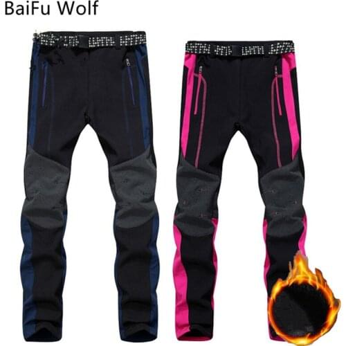 New Men Womens Fleece Softshell Pants Camping Hiking Pants Outdoor Sport Thermal Fishing Skiing Trousers Waterproof Pants