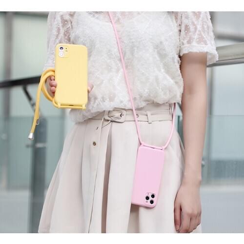 New Luxury Original Square Liquid Silicone Soft Case For iPhone 11 Pro X XR XS Max 7 8 6 6s Plus 15 Color Phone Lanyard Cover