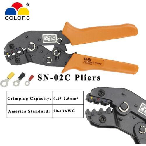 Crimping pliers SN-02C Non-insulated terminals and non-insulated ferrules and Tab receptacles Hand tool