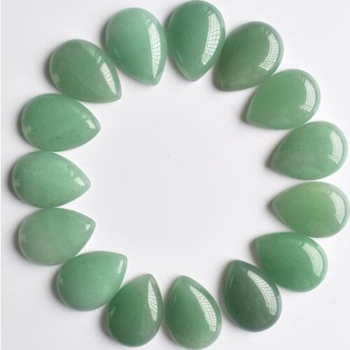 Wholesale 12pcs/lot 25x18mm good quality natural green aventurine drop CAB CABOCHON beads for DIY jewelry making free shipping