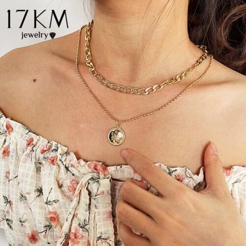 Cute Multi-layer Butterfly Mark Necklace For Women Fashion Coin Pendant Gold Chain Necklace 2021 NEW Jewelry