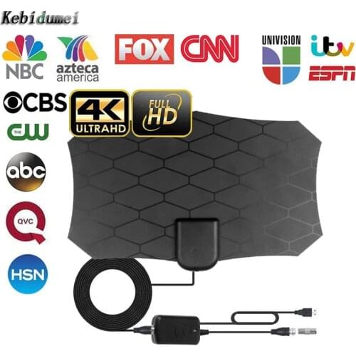 Digital TV Antenna Flat Indoor HD Signal Amplifier Conversion head HDTV 80 Miles Range VHF UHF black tv antenna for digital tv 0