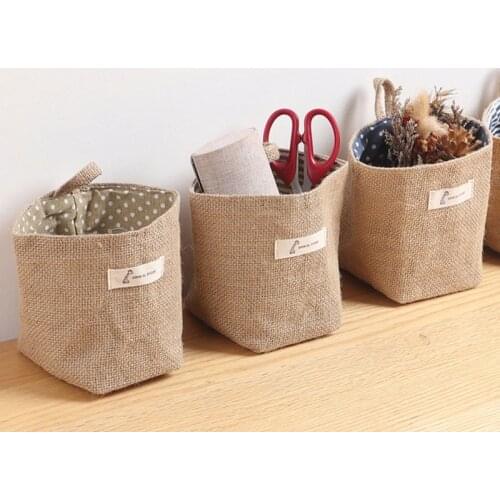 Hanging Pocket Storage Basket Small Sack Sundries Organizer Cosmetic Organizer Cotton Linen Storage Bag Home Decor Toy Storage