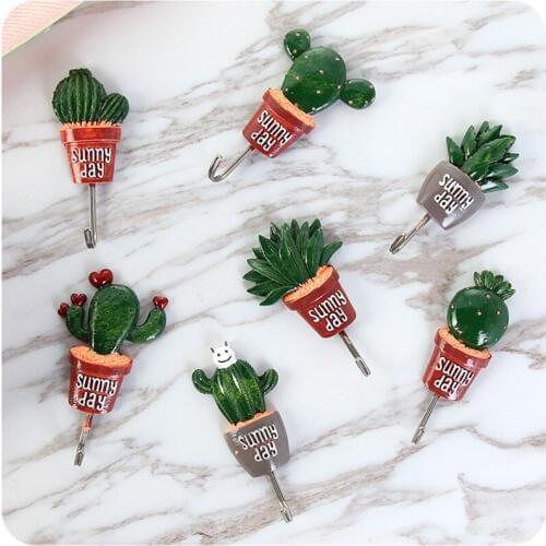 Load 8 kg transparent Creative cactus wall Seamless sticky Strong viscose Stainless steel hooks Kitchen Free nail hook