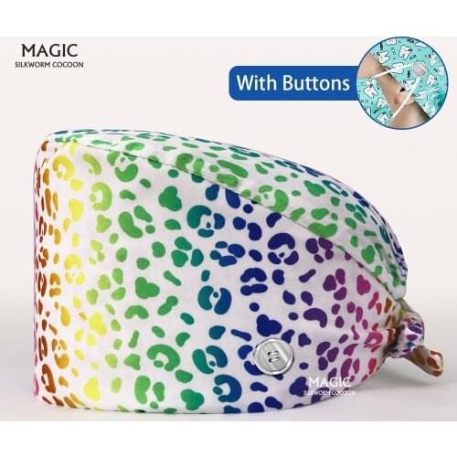 Flower Printing Pet Grooming Hats Women Health Service Work Caps Operator Dental Hospital Doctor Nurse Medical Scrubs Soft Caps