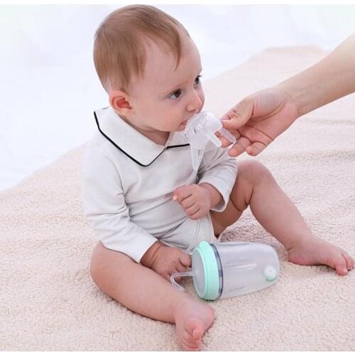 250ml Newborn Baby Feeding Bottle Silicone water bottle with straw Kids Cup Sippy Training Cute Drinking pacifiers Hands free
