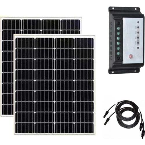 Solar Panel Kit Complete 100w 200w Solar Module 100 watt 12 volt Solar Charge Controller 12v/24v 20A Cavaran Car Camping Boat
