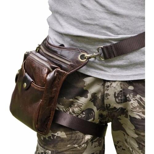 Men Oil Wax Genuine Leather Drop Leg Bag Crossbody Messenger Shoulder Fanny Pack Waist Thigh Hip Bum Belt Travel Motorcycle Ride