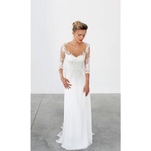 Wedding Dresses Boho Robe De Soirée Bride To Be Lace Elegant Long Bride Gown Vestido De Novia Backless Sexy