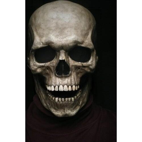 Halloween Decoration Full Head Skull Mask Movable Jaw Helmet Creative Funny Unisex Adults Horror Holiday Party Halloween Props
