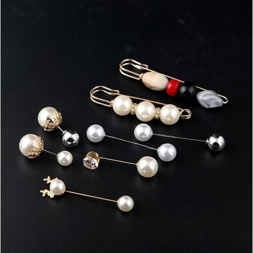 Korean Double Head Large Pearl Pin Brooch Zircon Elk Anti-light Shawl Cardigan Sweater Scarf Buckle Coat Skirt Women Accessories
