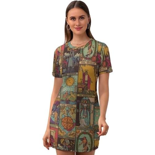 Tarot Dress Short Sleeve Autumn Wholesale Bodycon Beautiful Women Spandex Patterns One-Piece