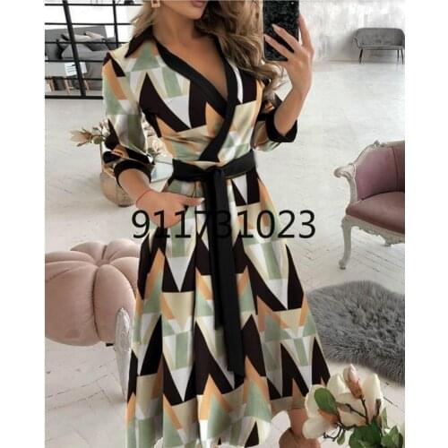Casual Women Fashion Print Party Dress Elegant Modest Work Midi Black Polka Dot Dress Vestidos Female Spring Summer Clothing