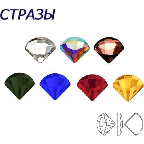 100pcs/Pack Stones Sizes 4x6mm 6x7mm Fan Different color Non HotFix Rhinestones Nail Art DIY Decorations Flatback Crystal