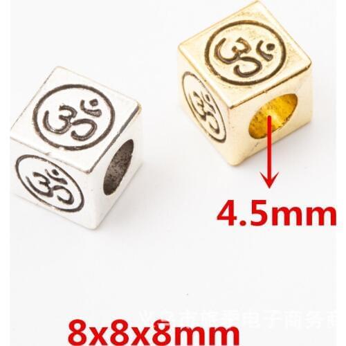 20pcs/lot 8mm Two Colors Vintage Alloy Yoga Square Large Hole Beads:DIY for Bracelet Necklace