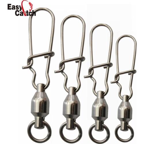 30pcs/lot High Strength Ball Bearing Swivels Snaps 100% Copper & Stainless Steel Fishing Tackle Accessory