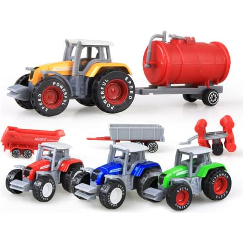 4 Pcs/set Alloy Farm Truck Engineering Car Model Tractor Toy Vehicles Farmer Vehicle Boy Toy Car Model Gift for Kids Xmas Gift