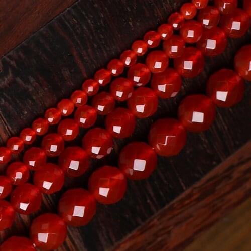 6-12mm Round 64 Faceted Red Agates Beads Natural Stone Beads For Jewelry Making beads 15inch Needlework DIY Beads Trinket