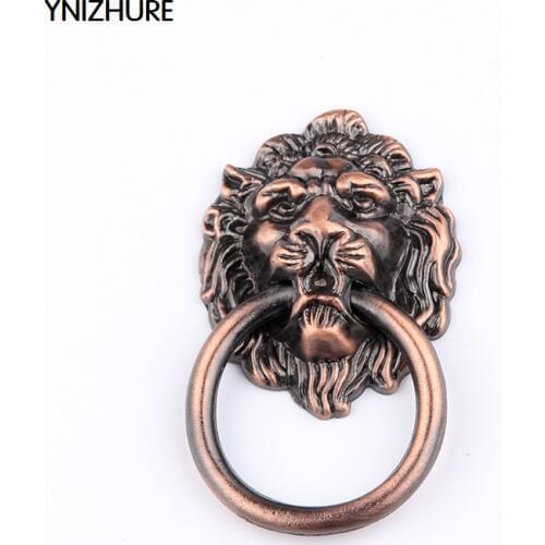 67 * 46MM kitchen cabinet handles and knobs red color antique wardrobe cupboard handle high-grade lion head door handle