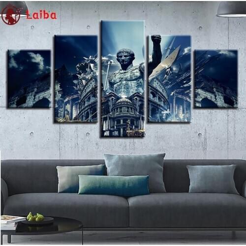 Diamond Mosaic Best selling home art, ancient Roman Colosseum drill Cross Stitch Diamond Embroidery Rhinestone Painting5pcs