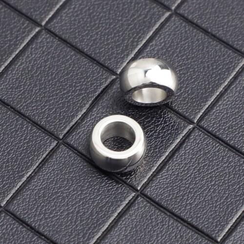 10Pcs/Lot Stainless Steel Round Big Hole Bead Fit Original Charm Bracelet Men Women DIY Jewelry Making 6*12mm