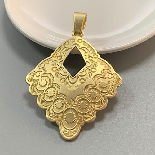 1 Piece Matt Gold Large Boho Bohemia Square Shaped Charms Pendants for Necklace Jewellery Making Accessories 80x55mm