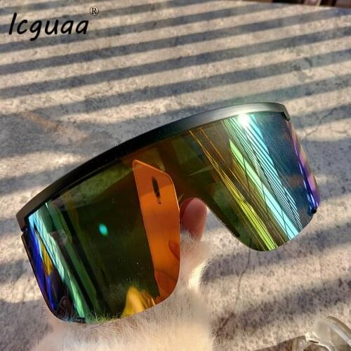 Sport Sunglasses men onepiece 2020 Women Oversize Mask Shape Shield Visor Sunglasses Women Sexy Fashion Men Flat Top Windproof