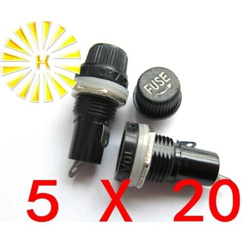 5*20mm 15A 125VAC 10A 250VAC Black Fuse Holder FH-101 x 200pcs