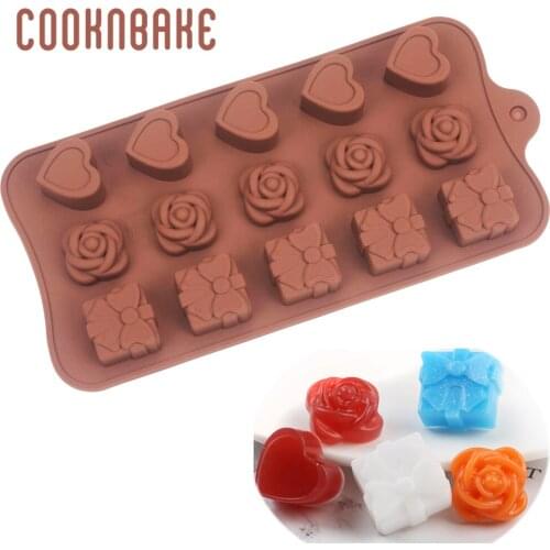 COOKNBAKE Heart Silicone Mold for Chocolate Flower Shaped Candy Gummy Jelly Baking Tool DIY Cake Decoration