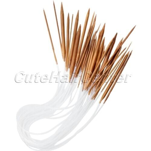 Costura 18sizes 60cm Circular Carbonized Bamboo Knitting Needles Professional Weaving Needle Knit Set Acessorios Para Costura