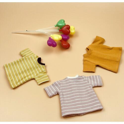 1PCS New Blyth Dolls Cute Stripe Short T-shirt Pure Color T-shirt for blyth licca 1/6 Dolls Accessories Clothes for dolls