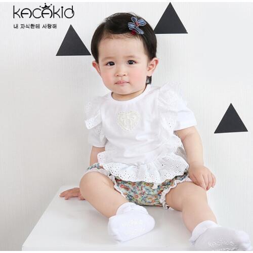 KACAKID Children Girl Sets Lolita Butterfly Short Sleeves Tshirt+pants Kids Baby Children Girl Sets Cute Floral Girl Sets ka3241
