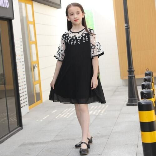 Baby girl kids dresses 2020 summer Children flower lace Half sleeve clothings for teen girls birthday party costume5 6 12 16Year