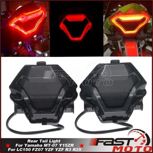 For Yamaha YZF R3 R25 Z-07 MT-07 Y15ZR LC150 Motorcycle Tail/Brake/Turn Signal Light All Integrated In One Rear Lamp Stop LED