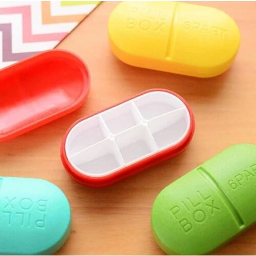 Elliptical Pill Cases Pill Box Pocket Small case Holder Weekly 6 Compartments Medicine Pill Organizer SN3778