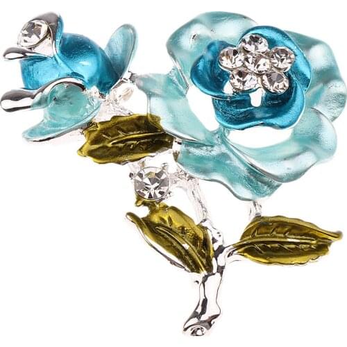 Drip Oil Painting Brooches Flower Brooch Crystal Rose Flower Pin for Wedding