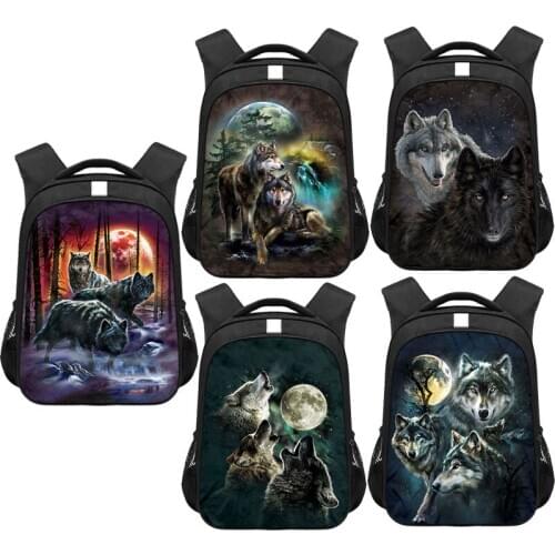 Cool Wolf School Backpack for Girls Boys Children Book Bag Animal Tiger Print Backpack Man Travel Bag student canvas backpack