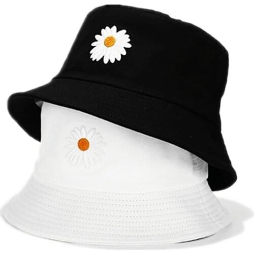 LDSLYJR 2021 flower embroidery cotton Bucket Hat Fisherman Hat outdoor travel hat Sun Cap Hats for Women 198