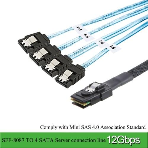 Mini SAS 36P SFF-8087 to 4 SATA 7 Pin Hard Disk Cable Splitter Adapter 8087 to Sata Cable SFF-8087 Connector to 4 SATA HD Cable