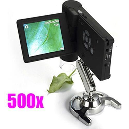 Mobile Portable Handheld DV/TV/USB Digital Microscope 500X 5.0MP 8 LED 3'' LCD Display SD Card