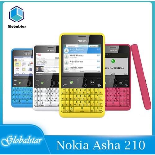 Nokia Asha 210 Refurbished mobile phones Original Unlocked GSM 2.4`Dual SIM Cards 2MP QWERTY Keyboard English Only refurbished