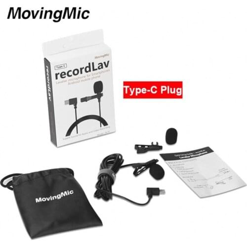 Movingmic RLTC Small Type-C Muff Lapel Mic Dynamic Omni-Directional Microphone System For Interviews