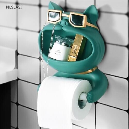 Cartoon Cat Towel Rack Toilet Paper Holder Towel Rack Shelf Bathroom Accessories Paper Towel Sundries Storage Rack Punch-free