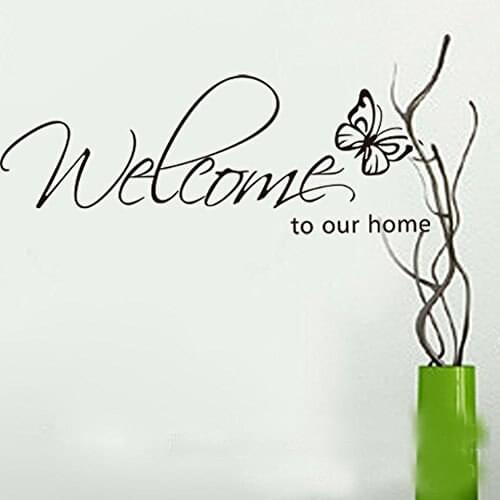 MZY LLC (TM) butterfly welcome to our home quotes saying vinyl wall sticker stickers decals home decor +B