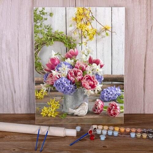 Flower For Adults Paint By Numbers Kit Oil Paints 50*70 Oil Painting Loft Wall Picture Crafts For Adults Handicraft Handiwork